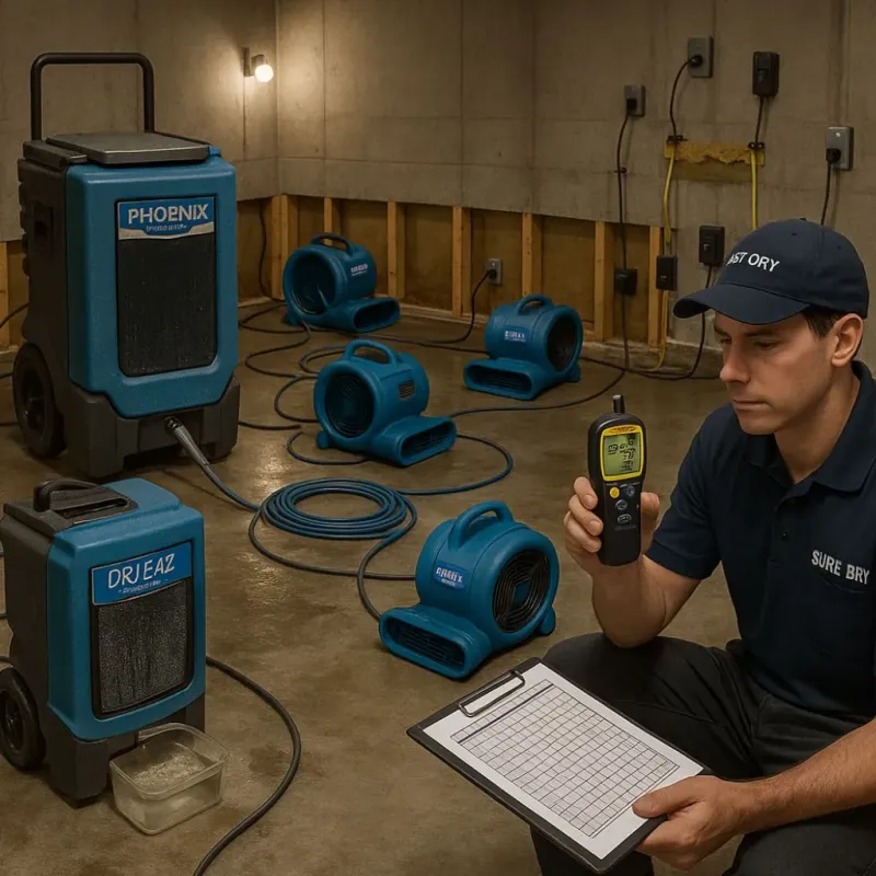 Structural Drying and Dehumidification process in Sully County, SD